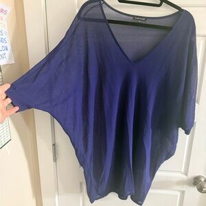 #45 Eileen Fisher textured knit dolmen tunic  navy like new oversized medium